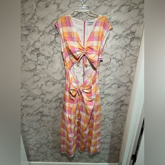 CHARLIE HOLIDAY Madonna Check Linen/Cotton Dress Size 6 - Picture 4 of 10